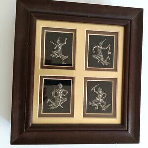 Vintage Thai Temple Rubbings Figures set of 4 Home Decor